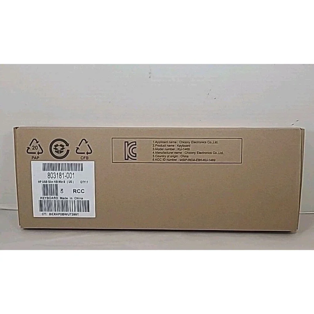 HP Hewlett Packard USB Slim KB 803181-001 Black Keyboard